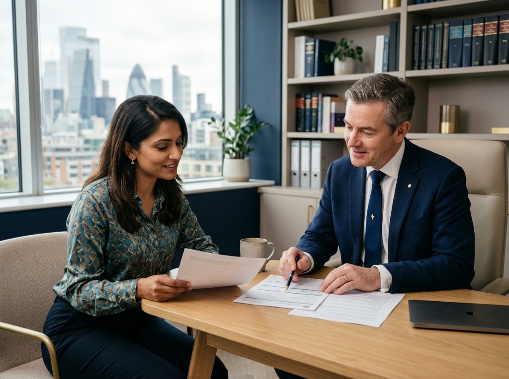 Morchid & Co consultation — advisers reviewing immigration documents together